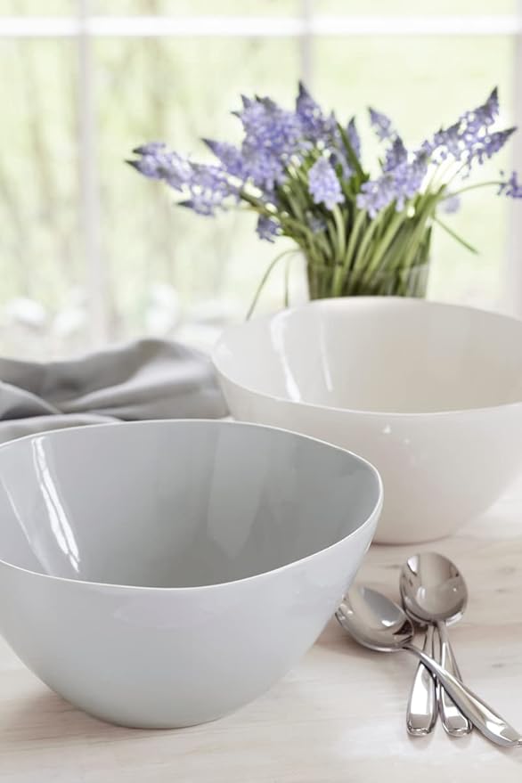 Portmeirion Sophie Conran Arbor Salad Servers - Set of 2, 10 Inch Stainless Steel Serving Utensils with Rounded Slender Handles for Dining, Kitchen & Salad Tableware - Dishwasher Safe