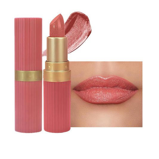 Nude Metallic Lipstick for Women,Lightweight Shimmer Frosted Lipstick,Glitter Lip Gloss Stain Long Lasting Waterproof Smudge Proof 24 Hour Full Coverage Lip Makeup,Vegan-BrightBean Baby