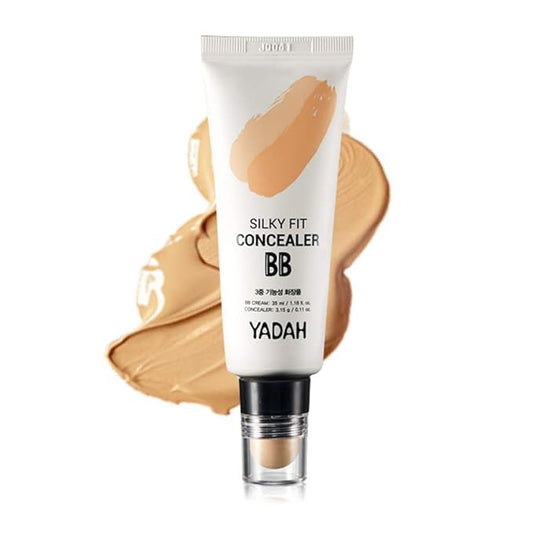 YADAH Silky Fit Concealer BB Cream (23 Natural Beige, 1.18fl oz) - 2-in-1 Korean Makeup for Flawless Skin, Tinted Moisturizer for Blemish Cover. Long-Lasting, All-Day Wear.-BrightBean Baby