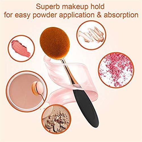 Yoseng Makeup Brushes Set 10Pcs Professional Oval Toothbrush Foundation Contour Powder Blush Conceler Eyeliner Blending Brush New Fashionable Super Soft Cosmetic Brushes Tool Set (Rose Gold 2 sets)-BrightBean Baby