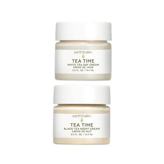 Earth To Skin Tea Time Mini Duo Set: White Tea Day Cream (0.5 Fl Oz) and Black Tea Night Cream (0.5 Fl Oz), All-Day & Night Hydration for Face and Neck (2 Pack)-BrightBean Baby