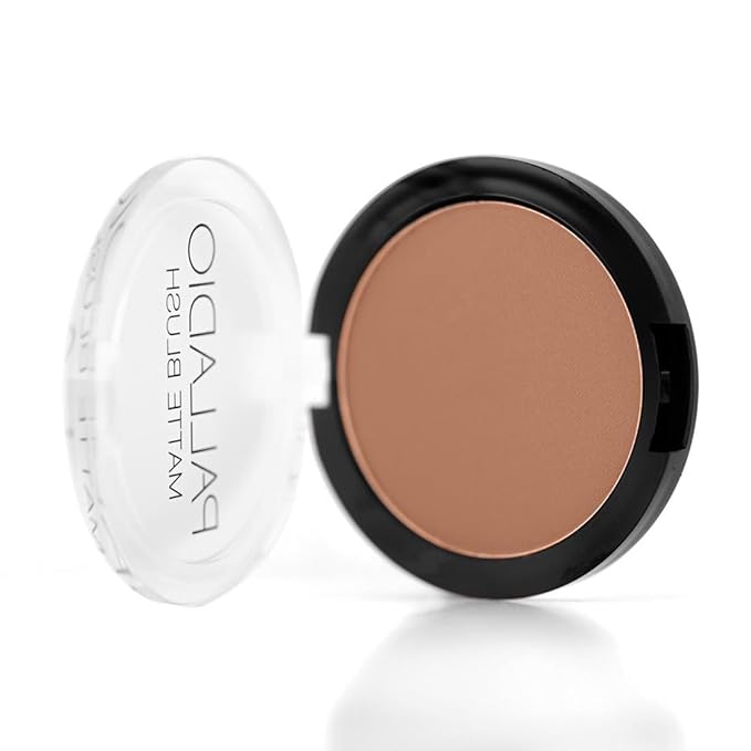 Palladio Matte Blush, Brushes onto Cheeks Smoothly, Soft Matte Look and Even Finish, Flawless Velvety Coverage, Effortless Blending Makeup, Flatters the Face, Convenient Compact, Chic-BrightBean Baby