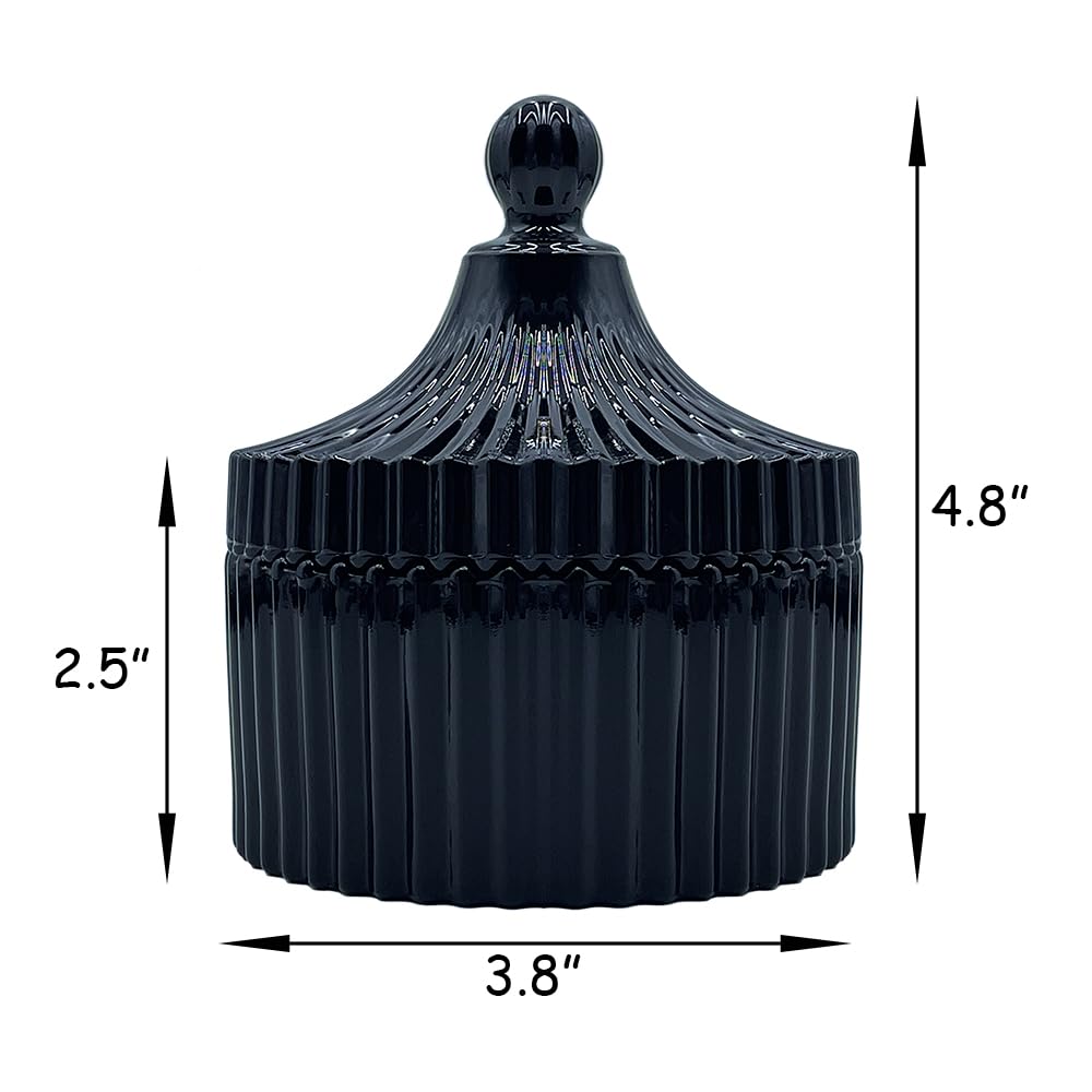 Ultra Soft Powder Puff and Container 3.3" High Density Velvet Dusting Washable Reusable Powder Puff,Body Powder Puff and Glass Jar Holder Loose Powder Box with Puff for Face Makeup(Black)-BrightBean Baby