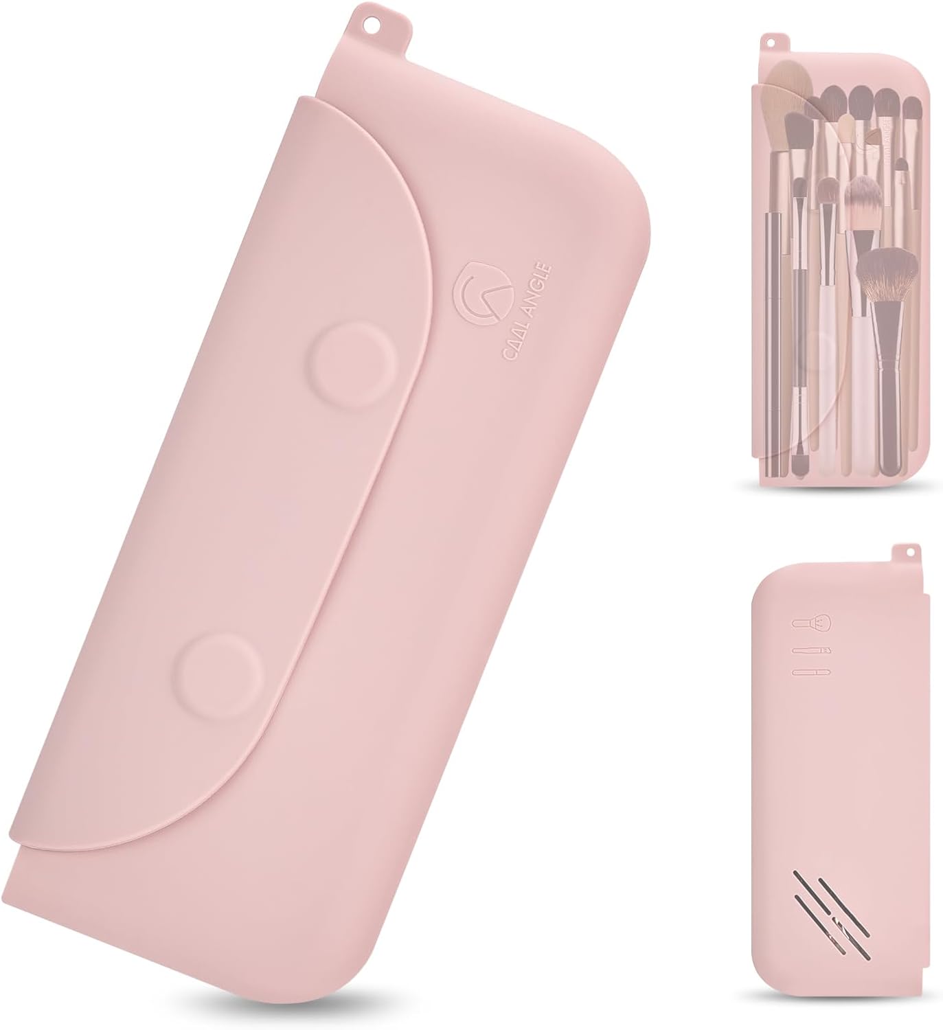 Silicone Makeup Brush Holder Large Travel Makeup Brush Case Original Design Brushes Holder with Magnetic Closure Pink-BrightBean Baby