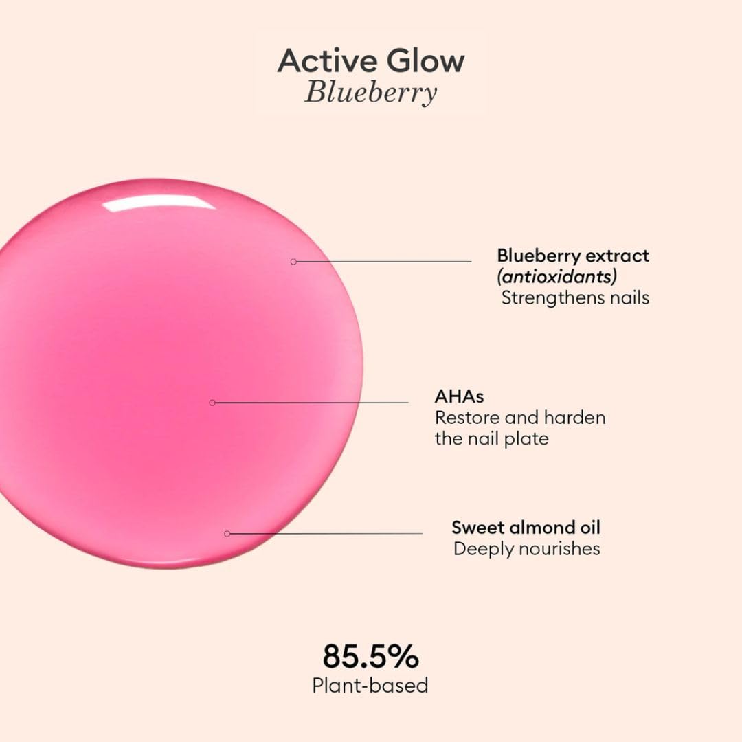 Manucurist Active Glow Blueberry All-in-One Perfecter Nail Polish & Care - No Lamp - Vegan & Made in France Ultra-Glowy Rose Mirror-Like Shine - Nail Concealer & Care - Plant-Based Ingredients-BrightBean Baby