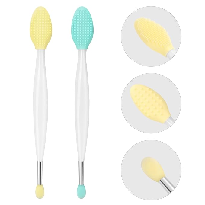 Unaone Lip Scrub Brush - 3 PCS Dual-ended Lip Scrubber Exfoliator and Silicone Lip Brush, 3-in-1 Silicone Lip Scrub Tool Lip Mask Applicator, Gentle Exfoliator & Applicator for Soft-BrightBean Baby