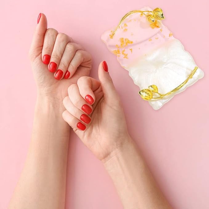 Resin Nail Art Palette, Nail Art Painting Palettes with Nail Palette Stirring Rod Gold Edge Nail Holder Nail Art Display Board Fashion Delicate Nail Tool Accessories, Type 4-BrightBean Baby