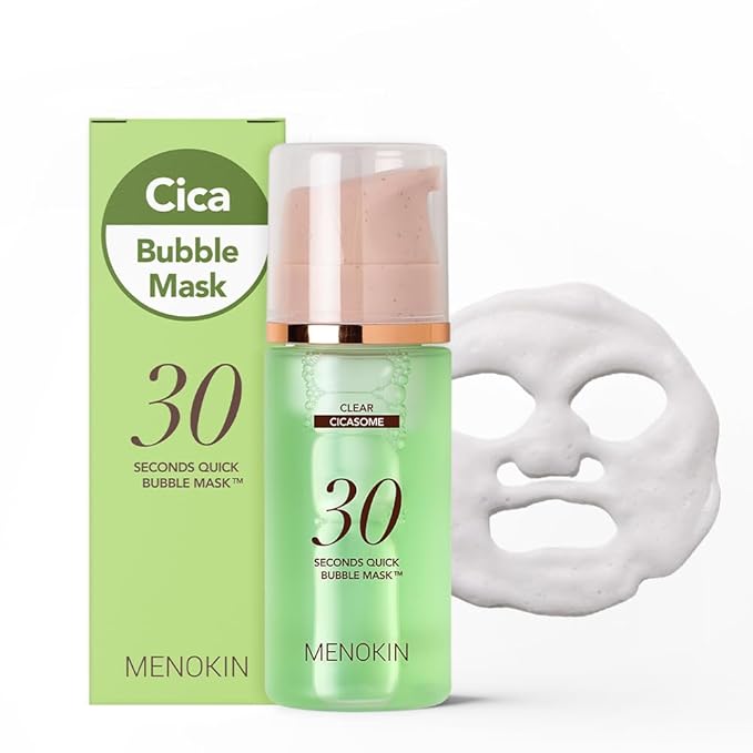 MENOKIN 30 Seconds Quick Bubble Mask [CLEAR] - [Cica] in Micro-bubbles For Soothing & Skin Strengthening, Hydration, Clearer Complexion, Korean Skin Care Essential, 70 Uses, 3.21 fl.oz-BrightBean Baby