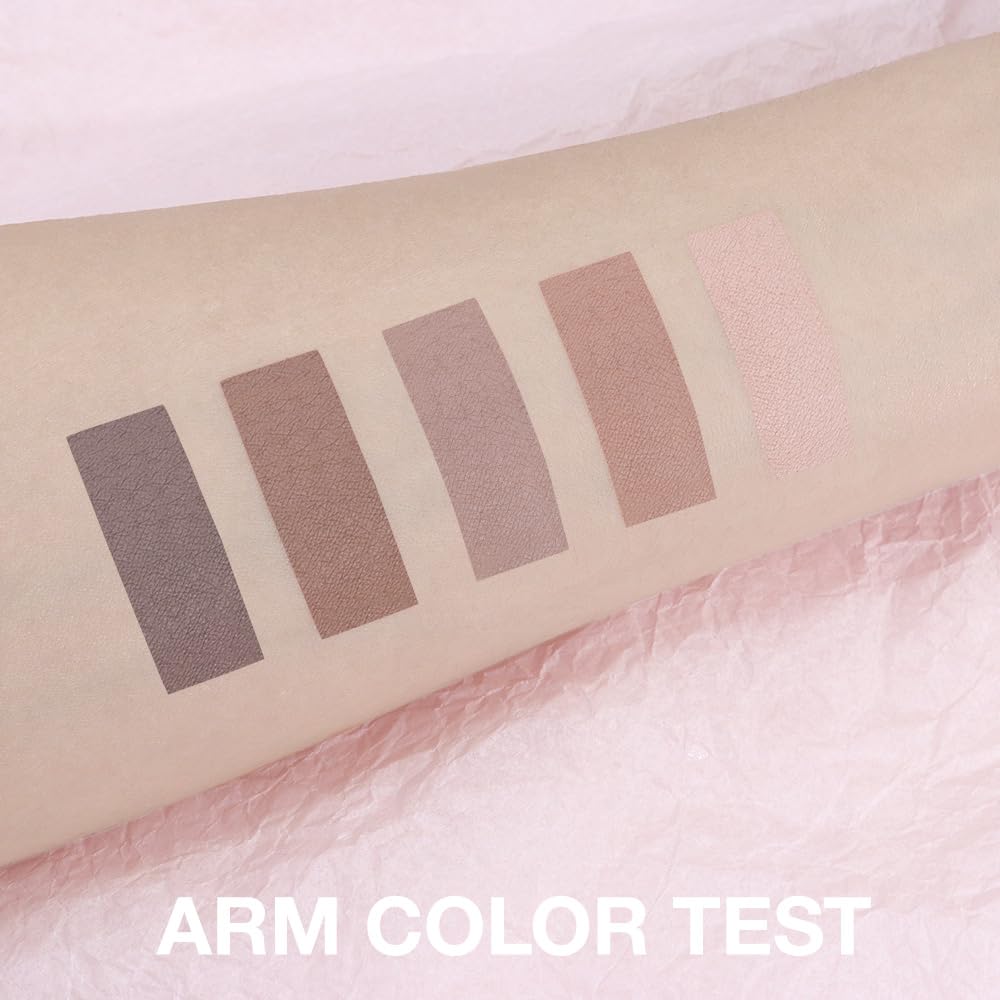 AMY'S DIARY Neutral Nude Brown Eyeshadow Palette Makeup, 5 Colors Cool-Toned Velvety Matte Finish, Nude Taupe Eye Shadows, for Brown Eyes Long Lasting Naturing-Looking (04#)-BrightBean Baby