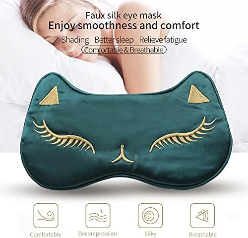 PERFECTSIGHT Sleep Eye Masks, Cute Cat Silk Sleep Eye Cover Lightweight Adjustable Eyeshade Mask Cover for Women Men Sleep Travel Nap (Black)-BrightBean Baby
