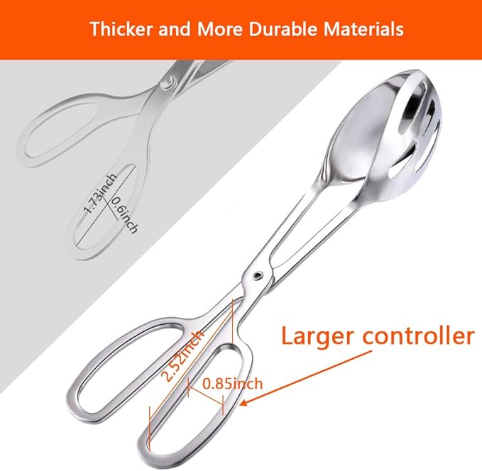 REDANT 2-Pack Metal Serving Tongs for Cooking - Scissor Handle Kitchen Tongs for Salad, Cake, Bread, Toaster & Steak - Buffet & Party Serving Utensils for Catering, Baking & Cooking (10 Inch)