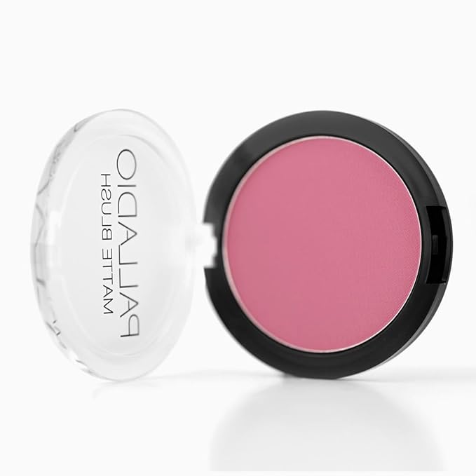Palladio Matte Blush, Brushes onto Cheeks Smoothly, Soft Matte Look and Even Finish, Flawless Velvety Coverage, Effortless Blending Makeup, Flatters the Face, Convenient Compact, Bayberry-BrightBean Baby
