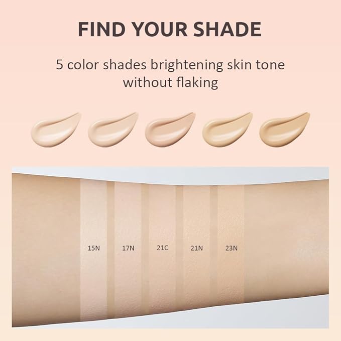 MOONSHOT KOREA Conscious Fit Cushion Foundation Flawless Coverage,Glass skin,Long-Lasting, Lightweight, Buildable Coverage,k-beauty (21N Cosmic Vanilla, [refill] Conscious Fit Cushion)-BrightBean Baby