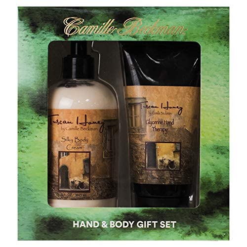 Camille Beckman Hand and Body Duet Set, Silky Body and Glycerine Hand Cream, Tuscan Honey-BrightBean Baby