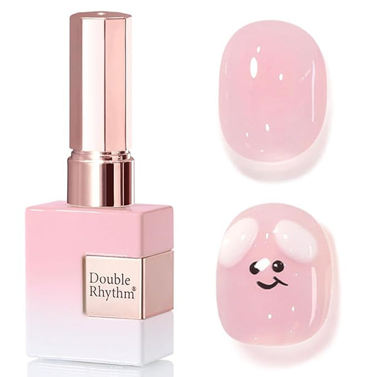 Double Rhythm 0.50 OZ Translucent Gel Polish Same Color Same Bottle Sheer Pastel Neutral Natural Milky 15 ML Jelly UV Nail Art DIY at Home (Pink-A1623)-BrightBean Baby