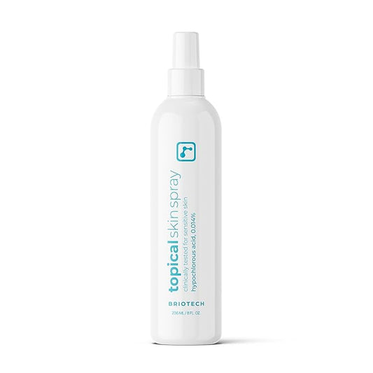 BRIOTECH Topical Skin Spray, Hypochlorous Acid Spray for Sensitive Skin, HOCl Facial Mist, Full Body Support Against Irritation, Calm Redness, Soothe Foot & Scalp, 8 oz (1 Pack)