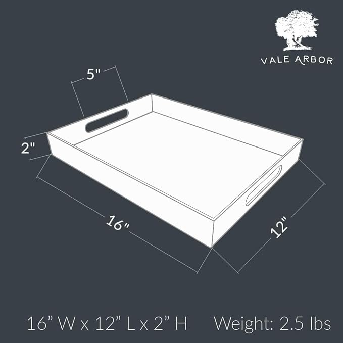 White Acrylic Serving Tray for Vanity, Bathroom, Outdoor, Food and Décor with Handles (Rectangle, Small)