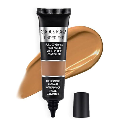 Pro Under Eye Full Coverage Liquid Concealer to Cover Dark Circles, Scars, Redness, Spots, Fine Lines, Corrector Anti-Aging Natural Finish, Moistening Smooth Cream, Waterproof 0.4 fl oz - Tan#-BrightBean Baby