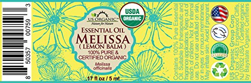 US Organic 100% Pure Melissa (Lemon Balm/Sweet Balm) Essential Oil - USDA Certified Organic, Steam Distilled - W/Euro Dropper (5 ml / 1/6 fl oz)-BrightBean Baby