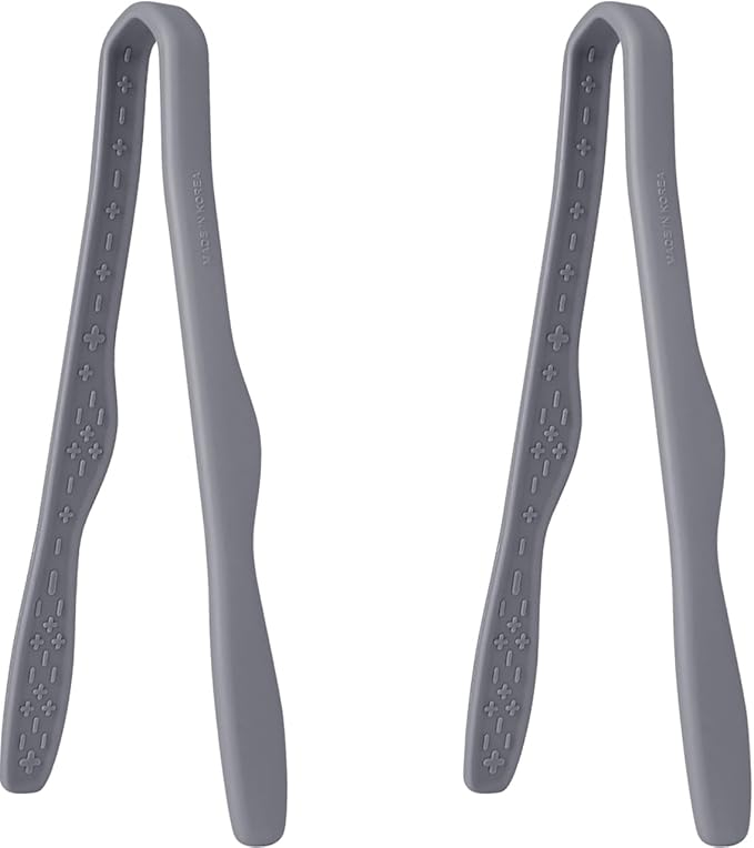 carrotez 2 Pack Mini Silicone Toaster Tongs, Anti-Slip,Non-Scratch mini tongs 7inch silicone tongs - Modern Grey