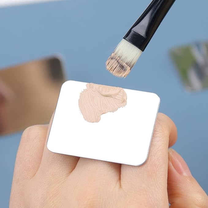 AKOAK 2 Pcs Stainless Steel Square Palette Mini Ring Makeup Palette Nail Blur Painting Tools DIY Nail Art can be Used for Eye Shadow Eyelash Pigment Mix-BrightBean Baby