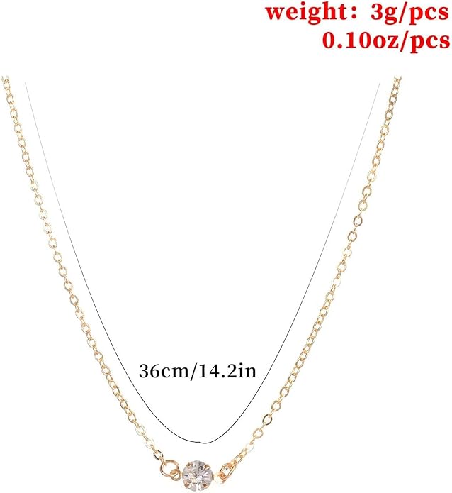 Boho Tiny Crystal Choker Gold Clear Quartz Pendant Necklace Minimal Dot CZ Choker Necklace Simple Everyday Necklace Wedding Necklace Jewelry for Women and Girls Gifts-BrightBean Baby