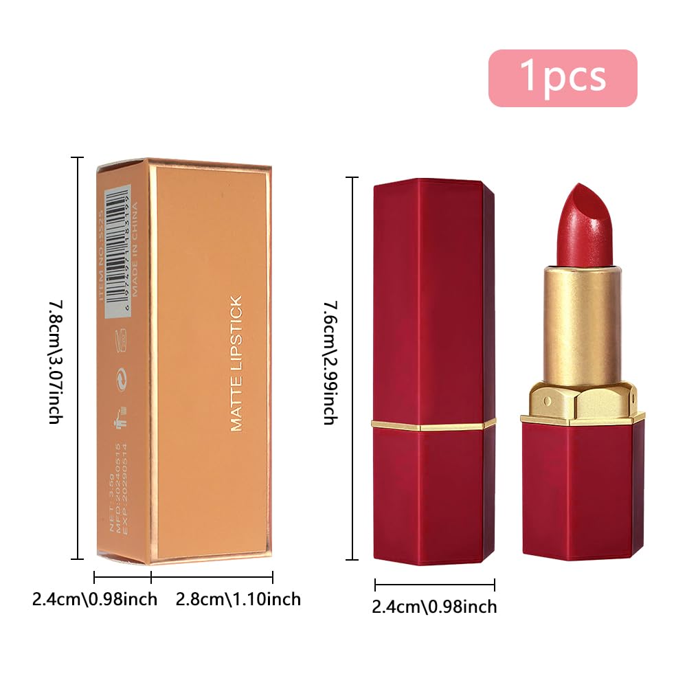 Red Metallic Lipstick for Women,Lightweight Shimmer Frosted Lipstick,Glitter Lip Gloss Stain Long Lasting Waterproof Smudge Proof 24 Hour Full Coverage Lip Makeup,Vegan-BrightBean Baby
