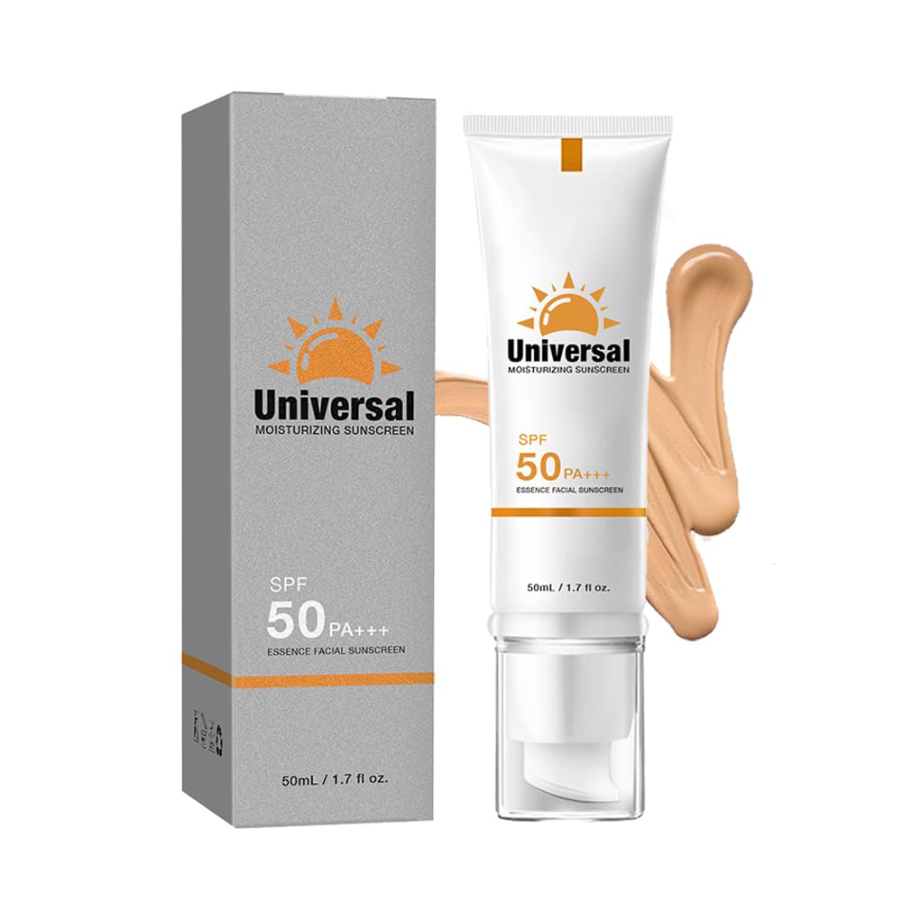 Tinted Sunscreen For Face SPF 50, Universal Protector Solar 50 Moisturizer, Hydrating Sun Essence Face Sunscreen, UV Defense, Travel Size, 1.7 Fl.OZ-BrightBean Baby