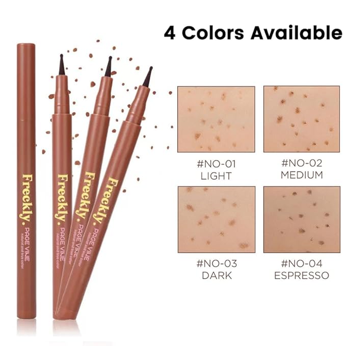 Freckle Pen, Natural Lifelike Fake Freckles Makeup Pen Stamp for Sunkissed Makeup,Magic Faux Freckle Stain Marker Long Lasting Quick Dry - (03DARK+04ESPRESSO)-BrightBean Baby