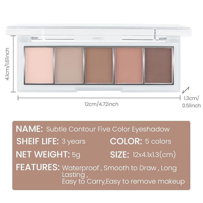 5 Colors Matte Nude Eyeshadow Makeup Palette, Nude Pink Brown Taupe Neutral Matte Smokey Cream Mini Eye Shadow Palette Makeup for Older Women Blue Green Eyes, Contour Make up Palettes sombras de ojos-BrightBean Baby