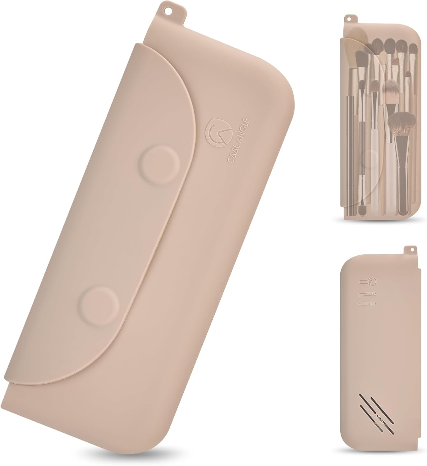 Silicone Makeup Brush Holder Large Travel Makeup Brush Case Original Design Brushes Holder with Magnetic Closure Khaki-BrightBean Baby