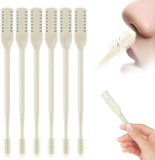 Nasal Hair Cutter, 2025 Upgraded Double Sided Noses Hairs Knife, 360° Rotating Portable Manual Nose Hair Trimmer, Noses Hairs Remover for Women Men Travel Essentials (Beige, 6 Pcs)-BrightBean Baby