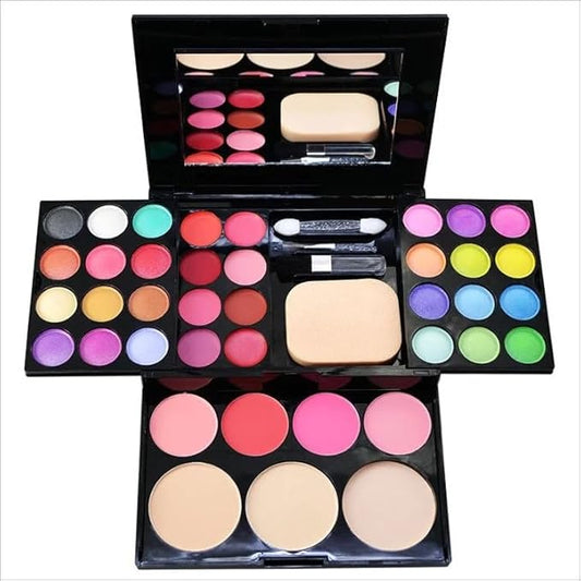 Ladies vegan girl makeup kits all in one box set cosmetic Eye shadow Palette matte gift makeup kit full blush makeup set (Multi Colored)-BrightBean Baby