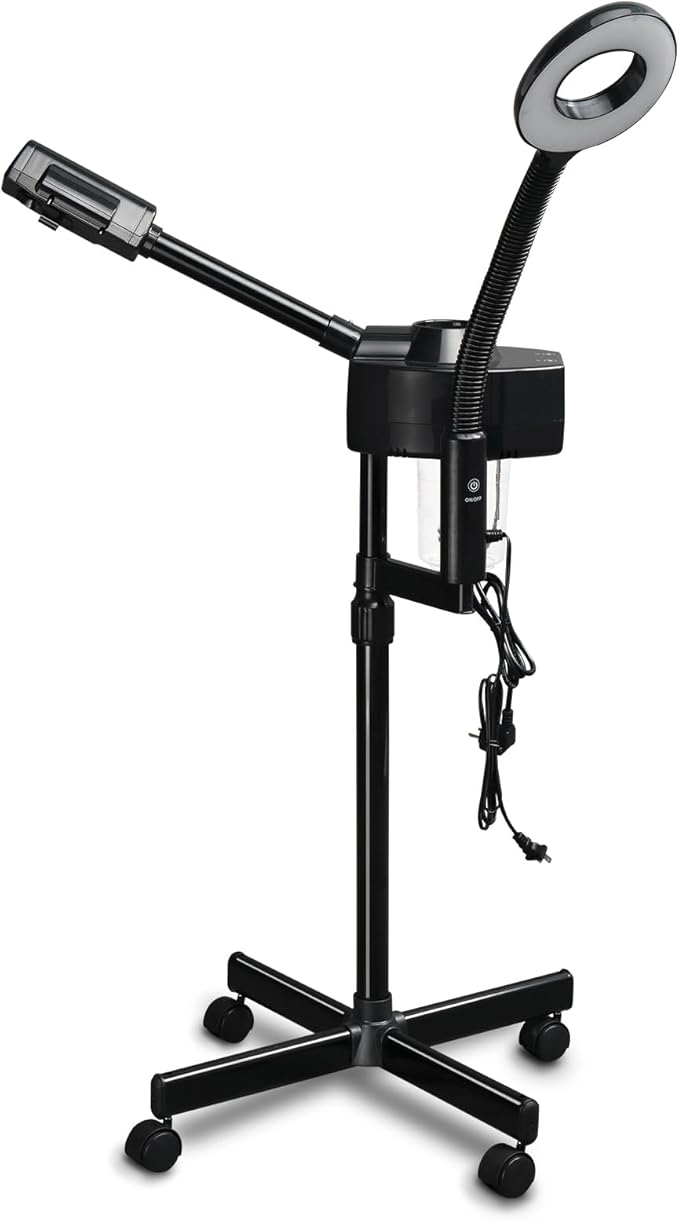 Winado 2 in 1 Professional Facial Steamer with 5X Magnification Lamp & Touch Screen, Esthetician Steamer Humidifier Face Spa Mist Steam for Home Beauty Salon, Personal Skin Care Deep Cleaning, Black-BrightBean Baby