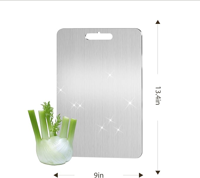 100% Pure Titanium Cutting Boards for Kitchen Suitable for restaurant and home food Meat &Vegetable &Pizza Can be Washed in a Dishwasher Safe Tabla Para Picar Para Cocina (13.4"Lx9"W)