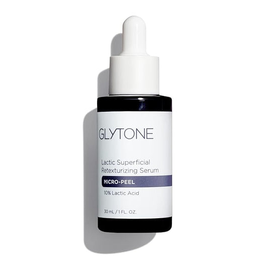 Glytone Micro-Peel Lactic Superficial Retexturizing Serum | Anti-Aging AHA Exfoliating Serum for Face with 10% Lactic Acid | Hydrates, Brightens & Reduces Wrinkles | Paraben-Free - 1 Fl oz-BrightBean Baby
