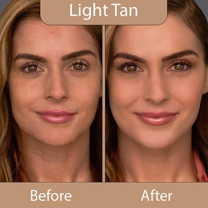 LUMINESS Silk Airbrush Spray Foundation & Buffing Brush Kit – Full Coverage Foundation & Dual-Sided Buffing Brush - Buildable Coverage, Anti-Aging Formula Hydrates & Moisturizes (Shade - Light Tan)-BrightBean Baby