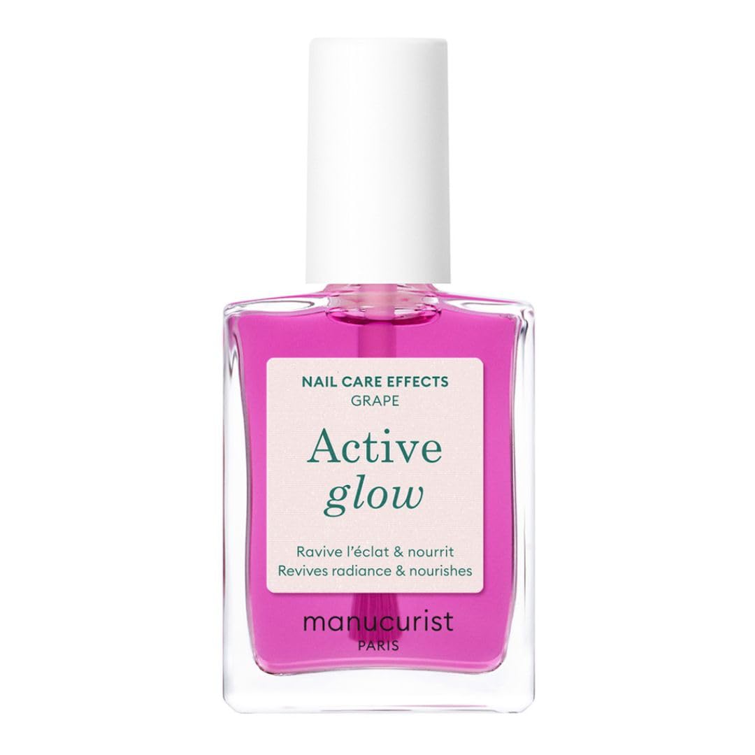 Manucurist Active Glow Grape All-in-One Perfecter Nail Polish & Care - No Lamp - Vegan & Made in France Ultra-Glowy Lilac Mirror-Like Shine - Nail Concealer & Care - Plant-Based Ingredients-BrightBean Baby