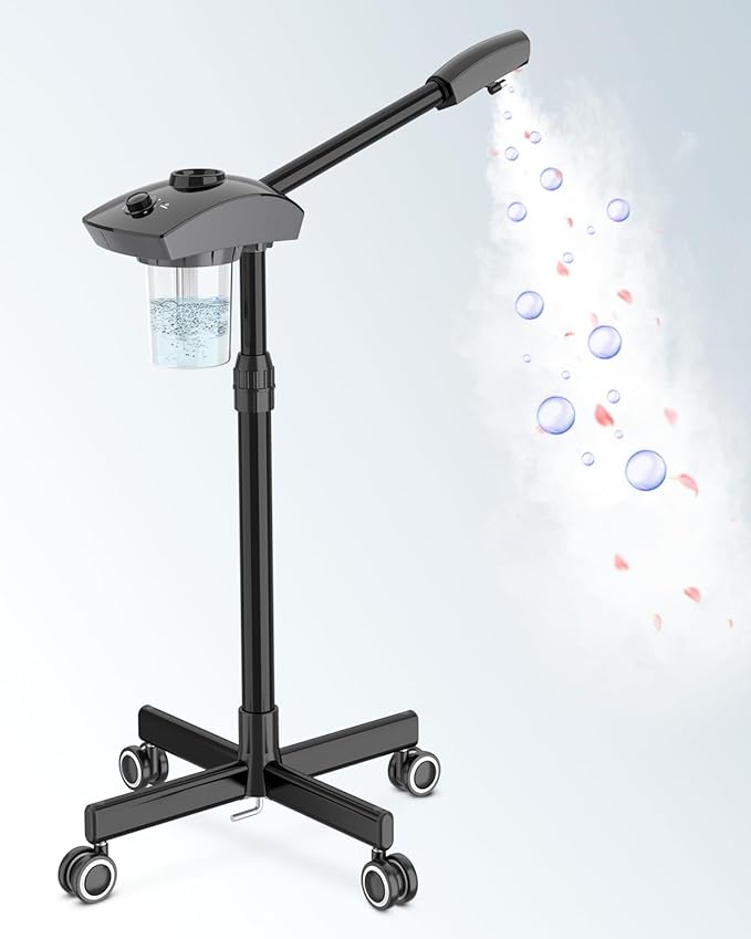 Kingsteam Professional Ozone Nano-Ionic Facial Steamer | Deep Cleansing Hydrating | Salon Home Spa Face Steamer | Pore Cleanser | 60-Min Timer | 360° Swivel | Esthetician Favorite Tool, Black-BrightBean Baby