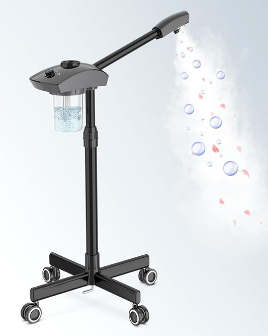 Kingsteam Professional Ozone Nano-Ionic Facial Steamer | Deep Cleansing Hydrating | Salon Home Spa Face Steamer | Pore Cleanser | 60-Min Timer | 360° Swivel | Esthetician Favorite Tool, Black-BrightBean Baby