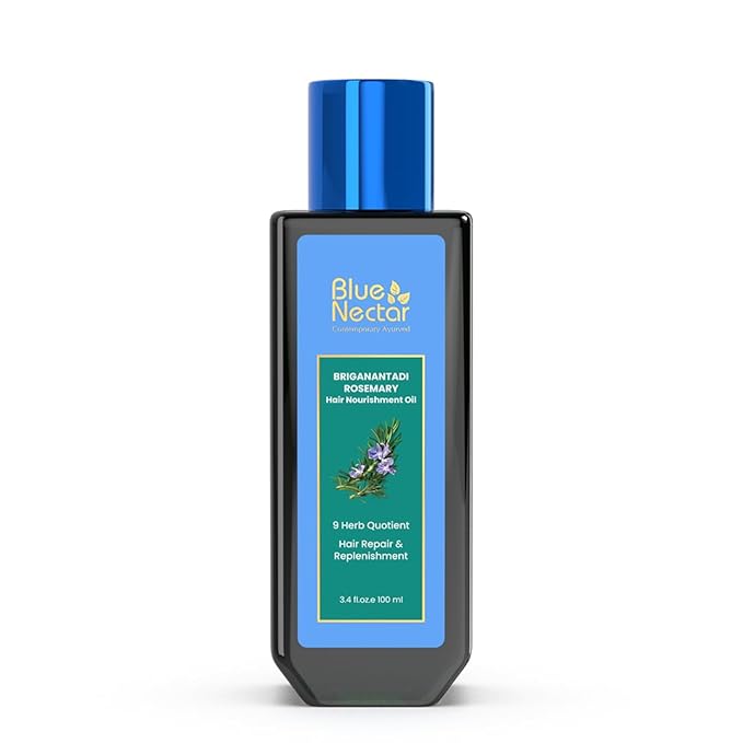 Blue Nectar Rosemary and Bhringraj Ayurvedic Scalp Oil for Hair Growth with Amla, 3.38 Fl Oz-BrightBean Baby