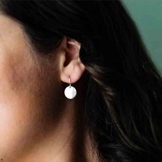 Boho Disc Coin Drop Earrings Tiny Circle Dangle Earrings Silver Smooth Coin Hook Earrings Minimalist Geometric Earrings for Women and Girls-BrightBean Baby