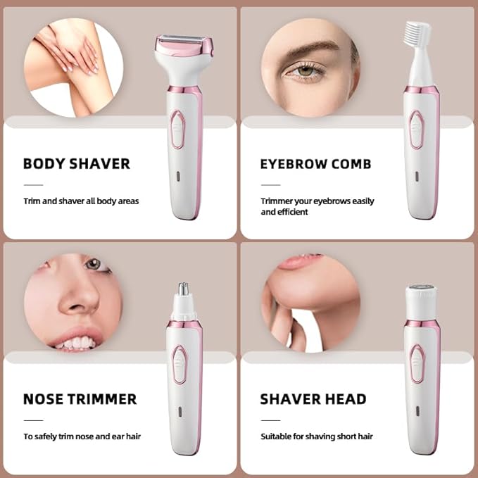 RUIM Electric Razor for Women, 4-in-1 Bikini Trimmer, Waterproof Electric Shaver for Women, Rechargeable Painless Pubic Hair Trimmer-BrightBean Baby