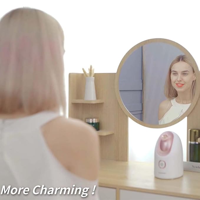 Newbealer Facial Steamer, Mini Aroma Face Steamer, Nano Ionic Hot Mist Face Humidifier for Facial Deep Cleaning, Home Sauna Spa Sprayer with 9 Pieces Acne Remover Kit (White-Gold, 160 ML)-BrightBean Baby