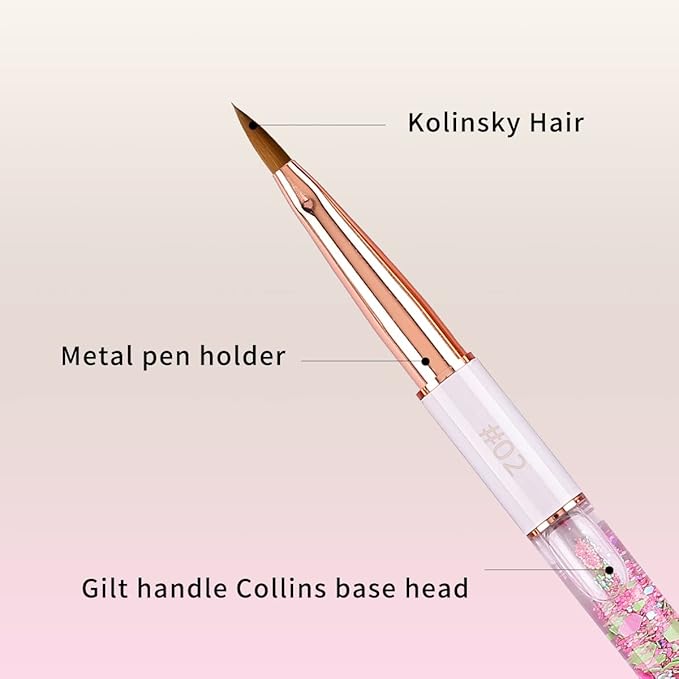 Acrylic Nail Brush Size 2,KEMEISI 100% Pure Kolinsky Nail Art Brushes Sturdy Handle Oval Shaped Acrylic Powder Nail Design Tools for Professional Manicure DIY Home Salon (White)-BrightBean Baby