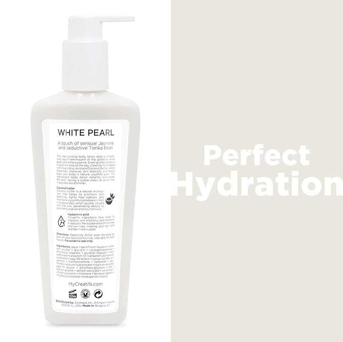 White Pearl Moisturizing Body Lotion with Coconut Butter and Hyaluronic Acid, 8.5 fl. oz.-BrightBean Baby