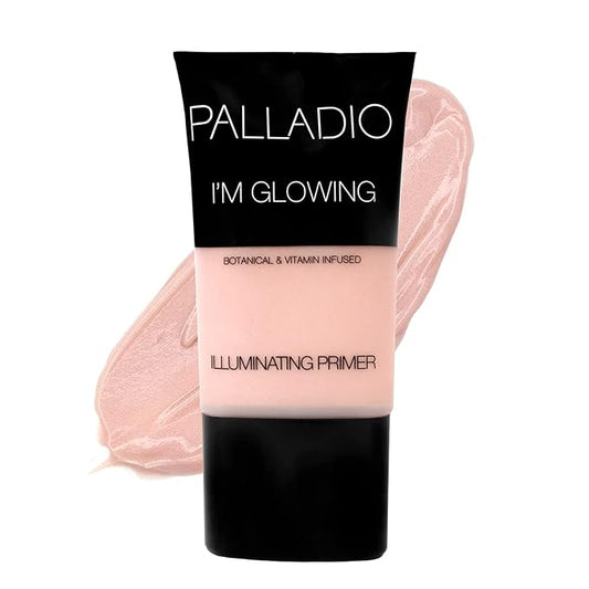 Palladio I'm Glowing Illuminating Primer, Pearly Pink Makeup Primer for Face, Contains Aloe Vera, Grape Seed Oil, Green Tea, Brightens Complexion, Combats Wrinkles, Fine Lines & Pores-BrightBean Baby