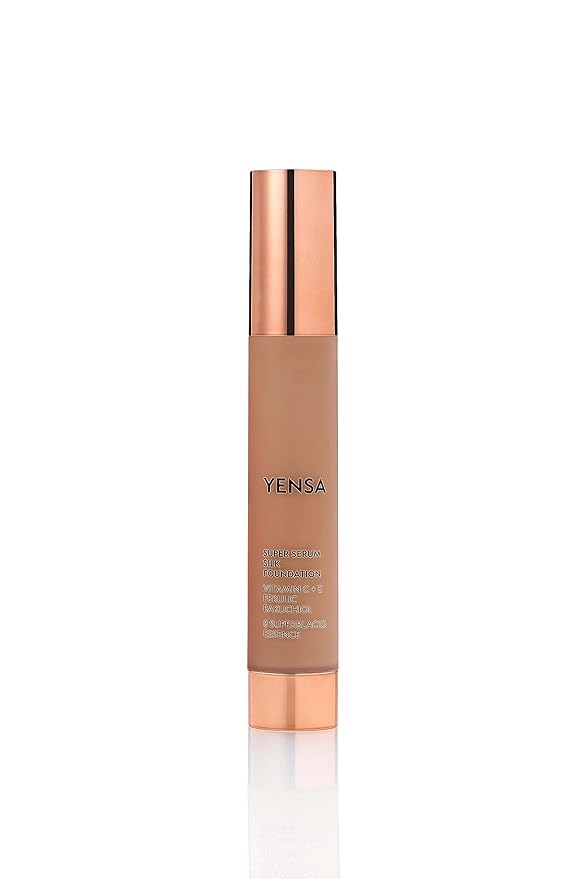YENSA Super Silk Foundation - Full Coverage, Age-defying complex of Vitamin C, E, Ferulic, and Bakuchiol Oil (Deep 1) 1.0 fl oz-BrightBean Baby