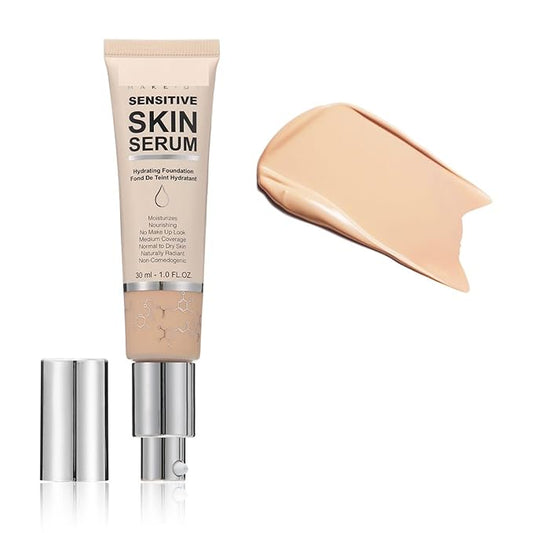 MAEPEOR Hydrating Foundation 6 Colors Full Coverage Liquid Foundation Naturally Mattle Oil-Control Foundation for All Skin Tone (02 Nude)-BrightBean Baby
