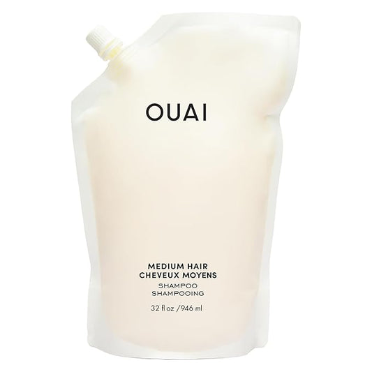 OUAI Medium Shampoo Refill - Hydrating Shampoo with Coconut Oil, Babassu, Kumquat Extract and Keratin - Strengthens, Nourishes and Adds Shine - Paraben, Phthalate and Sulfate Free Hair Care (32 Fl Oz)-BrightBean Baby